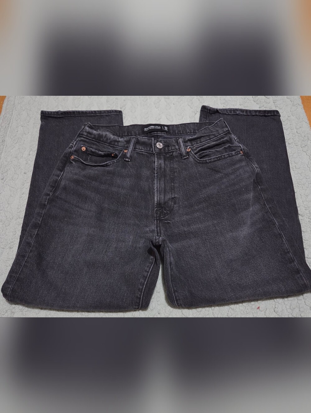 Abercrombie & Fitch Men's Washed Black Slim Straight Jeans